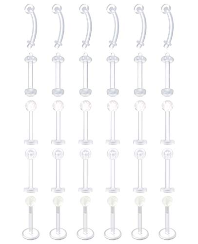 D.Bella Durchsichtige K枚rperschmuck 16G Piercing Retainer Flexible Cartilage Helix Daith Rook Tragus Piercing Retainer Bioflex Kunststoff Nasenseptum Lippe Augenbrauenringe Mix Retainers Set
