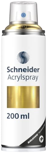 Schneider Paint-It 030 Supreme DIY Acryllack (hochdeckende Sprühfarbe, UV-beständig, 200 ml, Acrylspray für fast alle Untergründe) gold metallic