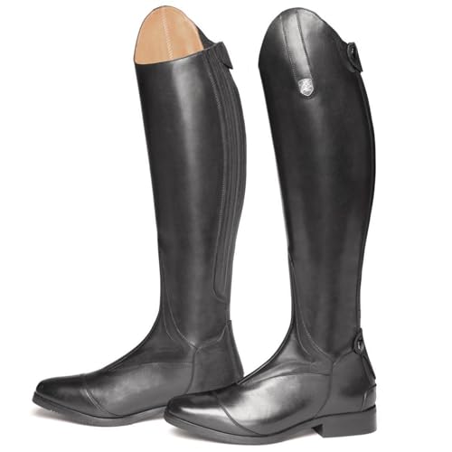 WEHAM Schwarz,36,Reitstiefel für Damen und Herren, Retro-Schnürstiefel aus PU-Leder, lange Reitstiefel für Anfänger