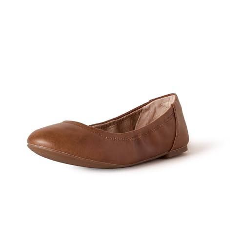 Amazon Essentials Damen Ballerinas Belice Zum Hineinschlüpfen, Kastanienbraun Kunstleder, 41 EU