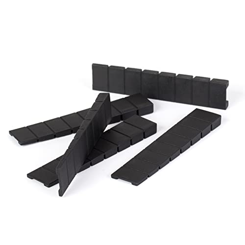 LouMaxx Möbelkeile 20er Set | Unterlegkeil 8 x 20 x 100 mm in Schwarz | Keile Kunststoff mit integrierten Sollbruchstellen