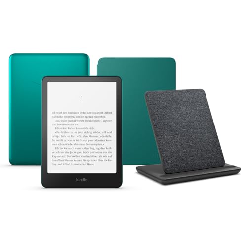 Kindle Paperwhite Signature Edition (Veröffentlichung 2024) mit 32 GB ohne Werbung, eine Amazon Plant-basierte Hülle und eine kabellose Ladestation Made for Amazon