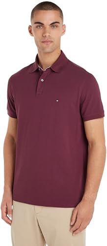 Tommy Hilfiger Herren Poloshirt Kurzarm Regular Fit mit Knopfleiste, Rot (Heritage Plum), XXL