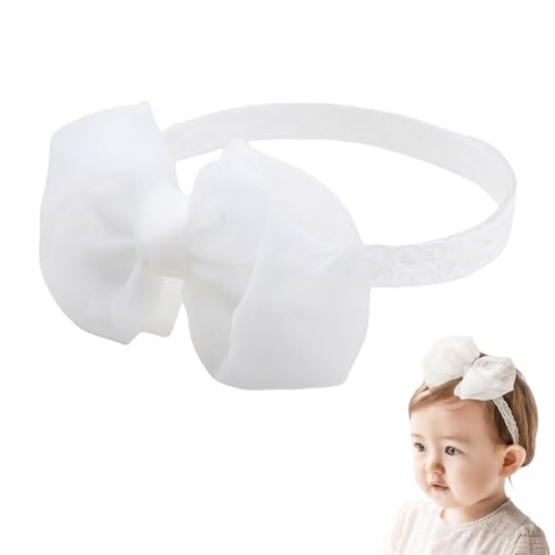 Ruzister Baby Mädchen Schleife Spitzen Stirnband Süßes Weiches Haarband Weiß Schmetterling Knoten Stirnbänder für Neugeborene Kleinkinder Kinder Taufe Party Haarschmuck