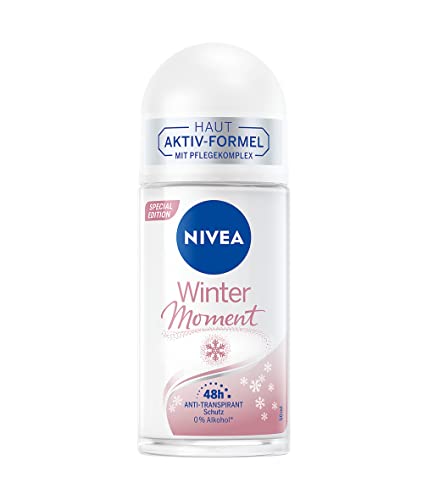 NIVEA Winter Moment Deo Roll-On, erfrischendes Antitranspirant mit 48h Anti-Transpirant-Schutz, Deodorant ohne Alkohol mit sanftem Winterduft und Kaolinpuder (50 ml)