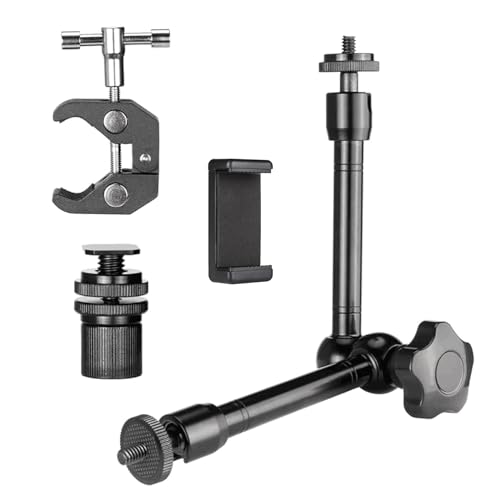 ZTOWOTO 10 Inch Magic Arm with Super Crab Clamp,Adjustable Kamera Halterung,Kamerahalterung with 1/4"-3/8" Threaded,Gelenkarm for Monitor/Webcam/Light/Microphone