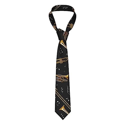 LAMAME Bedruckte Herren-Krawatte mit Musikinstrumenten, Seidenkrawatte für Party, Hochzeit, geschäftliche Anlässe, Musikinstrumente, One size