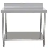 Beeketal 'BA100A' Gastro Edelstahl Arbeitstisch 100 x 60 cm mit Aufkantung, Tisch bis 100 kg belastbar, Profi Gastro Küchentisch mit großer Ablagefläche und justierbaren Füßen