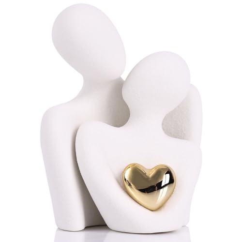 oliruim Mini Keramik Figuren Skulptur, Living Room TV Cabinet Decor, Couple Bedroom Decor, Valentine's Day, ästhetische Raumdeko Paare (8.0 cm White)