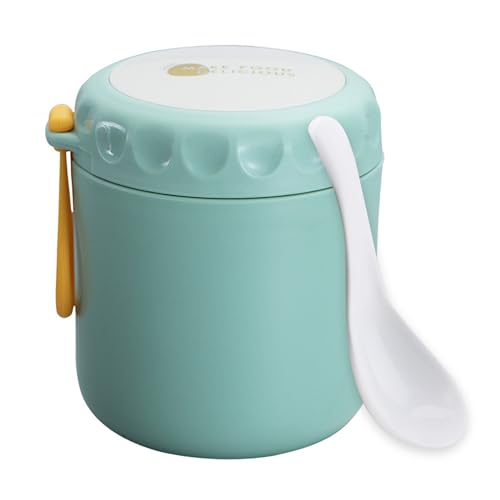 SMYJDMM Thermobehälter für Essen, 400ml Edelstahl Warmhaltebehälter, Warmhaltebehälter Essen Thermobecher Essen Auslaufsicher für Suppen Speisen Babybrei Müsli(Grün)
