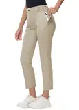 MIVEI Stretch-Golfhose für Damen, 7/8 Knöchel, Arbeit, Reisen, Lehrer, Freizeit, Business, Sweatpants mit Gürtelschlaufen, Reißverschlusstaschen, LSF 50, 05 khaki, X-Groß