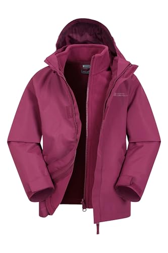 Mountain Warehouse Fell 3 in 1 Wasserabweisende Kinderjacke - Atmungsaktive, Regenjacke für Jungen und Mädchen - Für Spaziergänge, Wanderungen & Outdoor Beere Kinder 152 DE (11-12 Jahre)