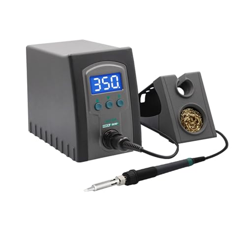 QUICK 969B+ digitale LED Industrie-Handlötstation 70W ESD Schutz 100°-480°C regelbar, geringe Aufheiz-Zeit (39s auf 350°C), 3 Fest-Temperatur-Speicher, kalibrierbar & Ablageständer & Lötspitze