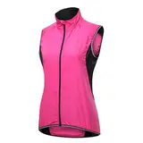 SMTSEC Fahrradweste Damen Reflektierend Winddicht Windstopper Laufweste Wasserdicht Atmungsaktiv MTB Warnweste Fahrrad Ärmellose Weste Jacke Radweste Leicht Softshellweste Sportweste,Pink-XXL