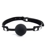 Silikon Sex Ball knebel für SM Spiele, Silikon Sexspielzeug SM Knebel für Bondage Fesseln, BDSM Spielzeug Bondage Ballknebel Maulkörbe (Schwarz-1)