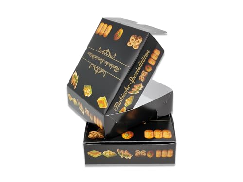 100 Stück Baklava Box 250g lebensmittelechte Faltschachteln mit Druck - Ideal für Gebäck, Kuchen & Süßwaren