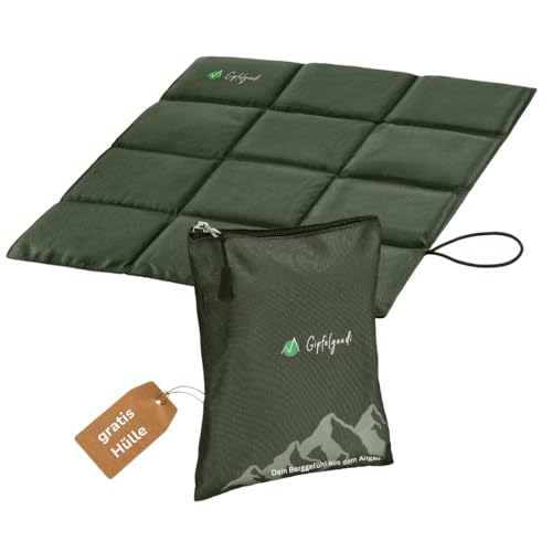 Gipfelgaudi Outdoor Sitzkissen faltbar (Schwarz) inkl. Tasche I Ultraleichtes & faltbares Sitzkissen für Unterwegs I Wetterfeste Sitzunterlage Outdoor I Stadion Sitzkissen (Beige/Khaki)