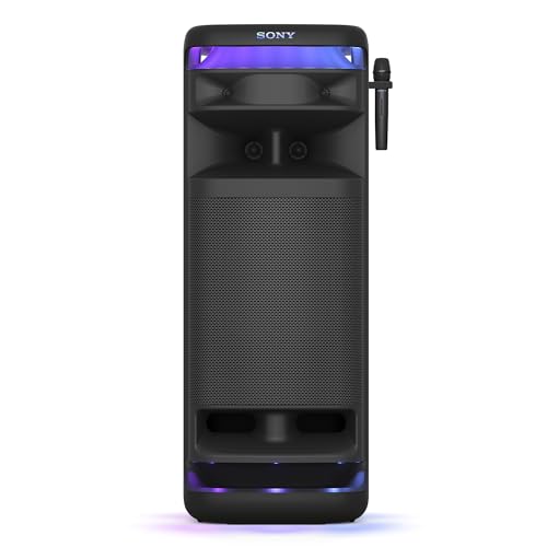 Sony ULT TOWER 10 - Ultimativer Bluetooth-Party-Lautsprecher mit ULT Power SOUND, ultimativem Deep BASS, X-Balanced-Lautsprechern, 360 LED, Party-Funktionen, drahtlosem Mikrofon, rollbar - Schwarz