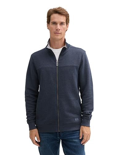 TOM TAILOR Herren Sweatjacke mit Stehkragen, 19024 - Sky Captain Blue White Melange, M