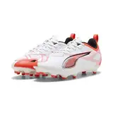 PUMA Unisex Kinder Ultra 5 Play Fg/Ag Jr Fussballschuh, Puma White Puma Black Glowing Red, 30 EU