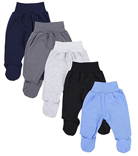 TupTam Baby Unisex Hose mit Fuß Bunte 5er Pack, Farbe: Junge 5, Größe: 62