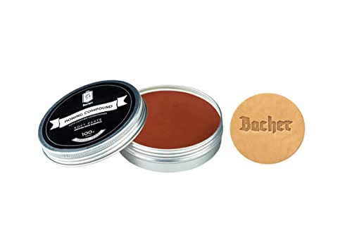 BACHER Abziehpaste für Streichriemen und Abziehleder, Schärfpaste mit leder applikator 100g - Mittel