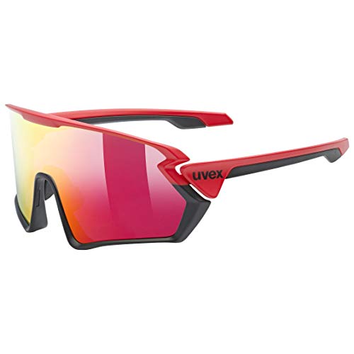 uvex sportstyle 231 - Sportbrille für Damen und Herren - beschlagfrei - druckfreier Sitz & perfekter Halt - red black matt/mirror red - one size