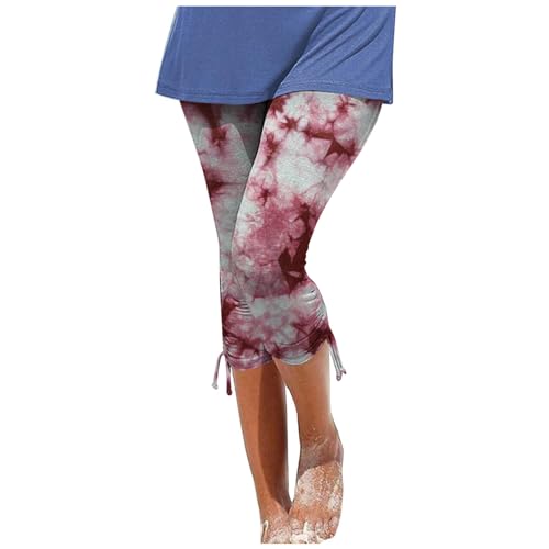 DondPO Capri Leggings Damen Buaumwolle 3/4 Lang Sommer mit Spitze Sommer Blau Jeas Sommer Weiss Taschen Große Größen Weiß Blickdicht 3/4 High Waist Blickdicht Yogahose Laufhose für Gym Yoga Sport