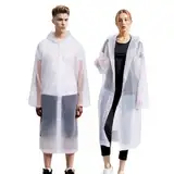 Akxlax 2 Stück Regenponcho Mehrweg Atmungsaktiv Ultraleicht Unisex, Regencape Festival Durchsichtig Wasserdicht Damen Herren für Wandern Camping Reisen, Transparent Weiß