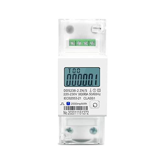 Smart Energy Monitor Switch Meter 100A -Spannungsstrom DDS238-2 Zn/S Einphase -DIN -Schiene Kwh Watt Hour Energy Meter Monitor KWH Meter Wattmeter Hochpräzise Echtzeitüberwachung(65A)