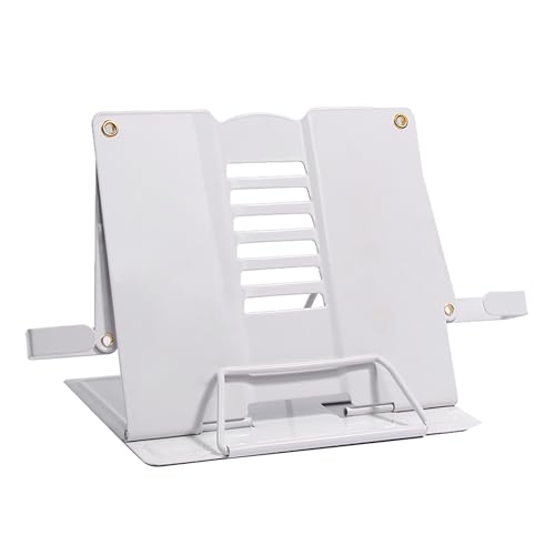 Chingde Buchhalter Leseständer, Buchhalter Bett, Notenständer Tisch, Buchhalter Bett, Verstellbarer, Gefalteter Kochbuchhalter für Küche, Schule und Büro, Leseablage für Kinder, Weiß