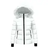 Winterjacke Damen Elegant Schick, Sale Steppjacke Leicht Und Warme, Wintermantel Flauschig Federleichte, Daunenjacke Aus Einfarbiger Baumwolle Mit Kapuze Und Warmer Tasche Für Herbst Und Winter