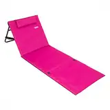 DeTeX® Strandliege Leicht Gepolstert Faltbar mit Rückenlehne Verstellbar Seitentasche Kissen Tragegurt Wetterfest Strand Strandmatte Liege Pink