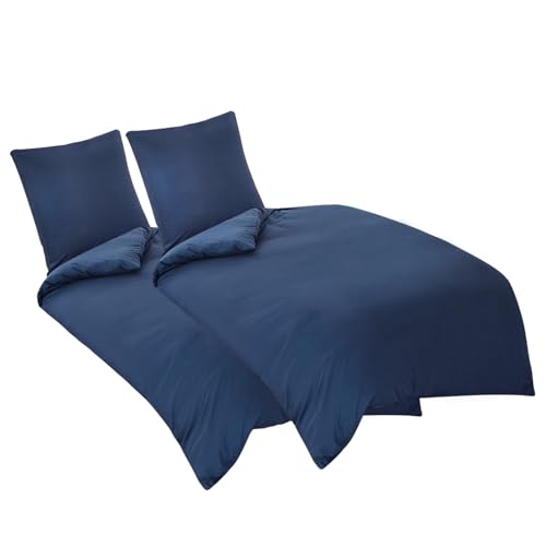 Aisbo Bettwäsche 135x200 4teilig Blau - Bettbezug 135 x 200 cm 4tlg mit Kissenbezug 80x80 cm, ÖKO-TEX Bettwäsche Set Mikrofaser mit Reißverschluss, Weich und Bügelfrei