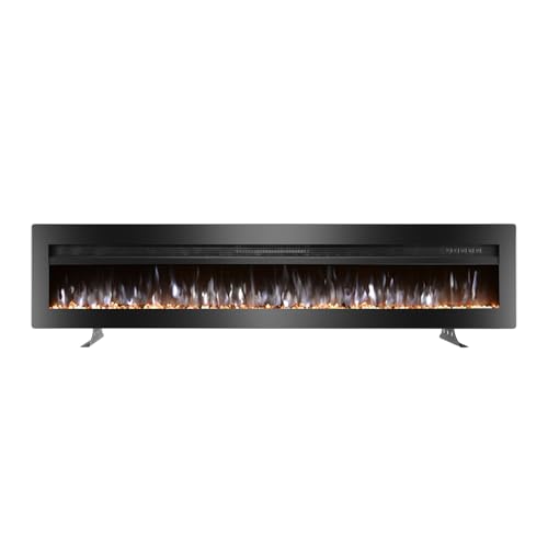 Elektrischer Kamin, an der Wand montiert/vertieft/frei stehend 60 Zoll Raumheizung mit Fernbedienung einstellbare Flammen Farben Touch Screen Energieeinsparung