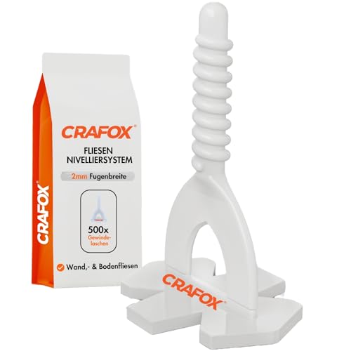 CRAFOX® Fliesen Nivelliersystem Zubehör | 500x Gewindelaschen 2mm Fugenbreite | Profi Werkzeug für Fliesenleger | Verlegehilfe Zuglaschen | Perfekte Fliesenverlegung ohne Fugenkreuze