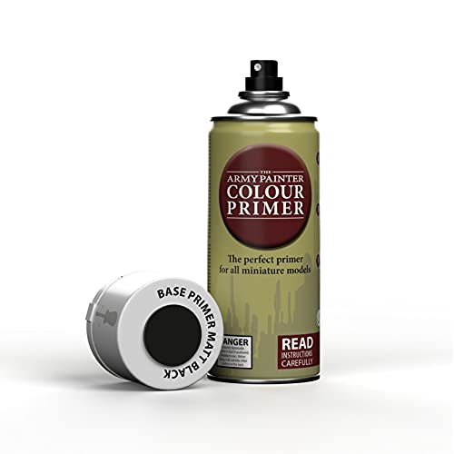 The Army Painter Colour Primer Matt Black 400 ml Grundierung Spray, Primer Spray, Acryllack Spray für Fantasy Model Spray Paint, Spray Paint Modellbau Farben