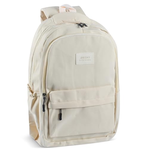 Rucksack Damen Schulmädchen,rucksack beige,Schultasche,Wasserdichter Schulrucksack,rucksack schule,Schulranzen mit Laptopfach,für College-Schule,Mädchen,Jungen,lässiger Rucksack,14-Zoll (A)