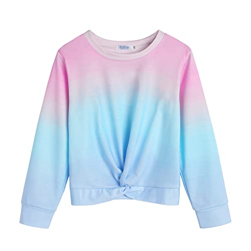 Arshiner Mädchen Sweatshirt Tie-Dye Langarm Pullover Rundhals Sport Mode Kinderkleidung Leichtgewicht Langarmshirt für Mädchen 9-10 Jahre