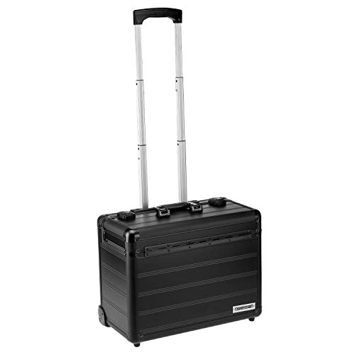 anndora Business Trolley Pilotenkoffer Laptopfach TSA Schlösser Aluminium Oberfläche Schwarz