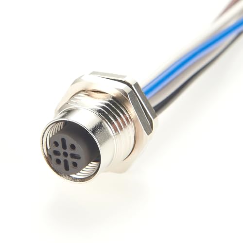 M12 B-Code, 5-polige Buchse, Frontplattenmontagekabel, IP67, M12-Stromanschluss mit vormontierten Drähten, Schottgehäuse, elektrische Kabelsensorbuchse für NMEA2000 CAN BUS, 0,2 m (weiblich)