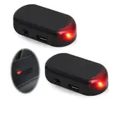 2 Stück Auto Alarmlicht Blinkend Anti Diebstahl Blinklampe Solar Power Dummy Auto Alarm Lampe Anti-diebstahl Blinkende Blinklampe Diebstahlsicherheitslicht mit USB-Anschluss für Die Meisten Autos Rot