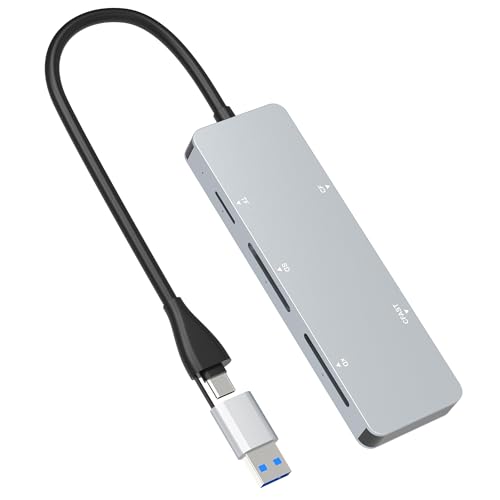 CFast 2.0 Card Reader, CFast Kartenleser USB C 3.0 und USB A, CFast Reader mit 5 Gbit/s Geschwindigkeit für SanDisk, Lexar, Transcend, Sony Card, Lesen von 5 CFast/TF/SD/XD/CF Karten gleichzeitig