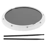 LOCADENCE Drum Übungspad, 12 Zoll Standard Dumb Drum Pad Carbon Fiber Shock mit 16 Zoll Drumstick, Percussion Training Carbon Fiber Zum Üben von Percussion (Weiß)