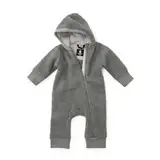 Ehrenkind® Fleeceoverall aus 100% Bio-Merinowolle, Atmungsaktiv & temperaturausgleichend, Wollfleece, Baby Overall mit Kapuze, Grau 86/92