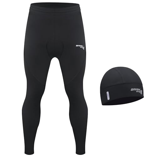 Brisk Bike Fahrradhose Herren Im Lieferumfang der kostenlosen Radmütze enthalten, mit Cool Gel-Polsterung im Inneren Fahrradhose Herren lang Lightweight Fahrradhose Winter Herren (Black, M)