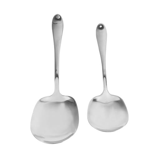 CIYODO 2 Stück Dachlöffel kommerziell Servierlöffel groß Utensil Kochen Erwachsene Besteck Küche rostfrei Servierlöffel für westliche Speisen Suppensieb Edelstahllöffel Silver