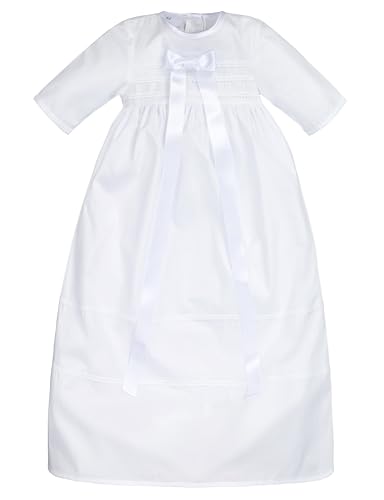 Bateo Design Baby Taufkleid aus Baumwolle Simon mit Schleife Weiß (68)