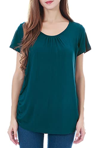 Smallshow Damen Mutterschaft Stilltop Kurzarm Umstandstop Umstandsmode Schwangerschaft Stillshirt Teal Medium