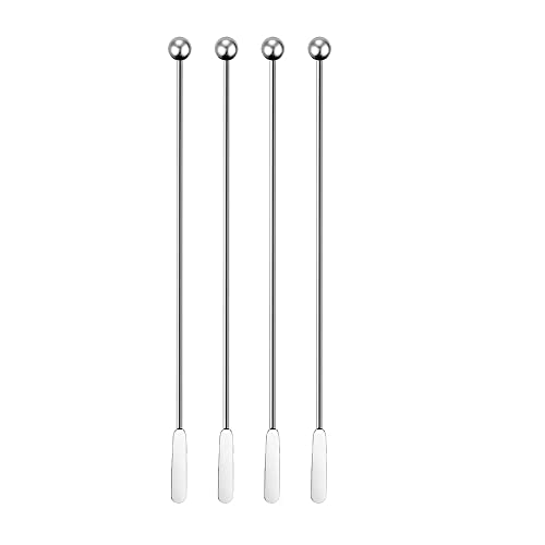 eKsdf 4 Stück Edelstahl Cocktailrührer Set 18cm lange Cocktailspieße Cocktail Rührstäbchen Cocktailstäbchen Kaffeerührer Bar Getränke Rührer Cocktail Stirrers